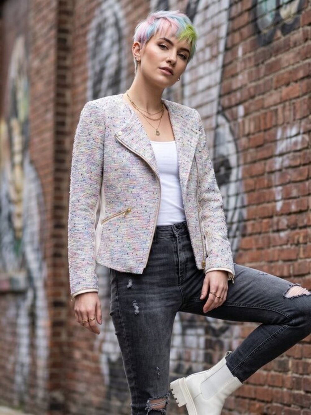 Ted Baker Multicolor rainbow Tweed Blazer size small